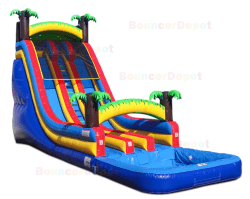 18' Tiki Palm Dual Lane Water Slide